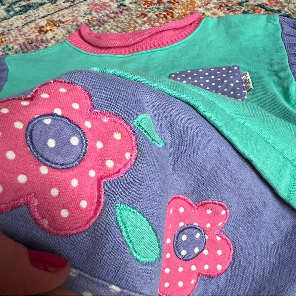 Gymboree Retro Vintage 90s Pink and Turquoise Kids' Colorblock Sweater 4T - Picture 7 of 10